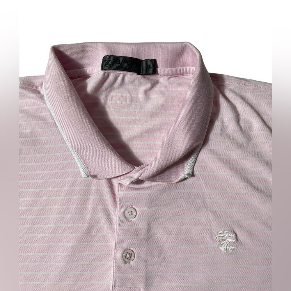 G Fore Polo Mens Extra Large Performance Golf Striped Pink White Preppy